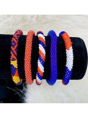 HAND CRAFTED in Nepal Beaded Bracelets (set of 5) PURPOR1